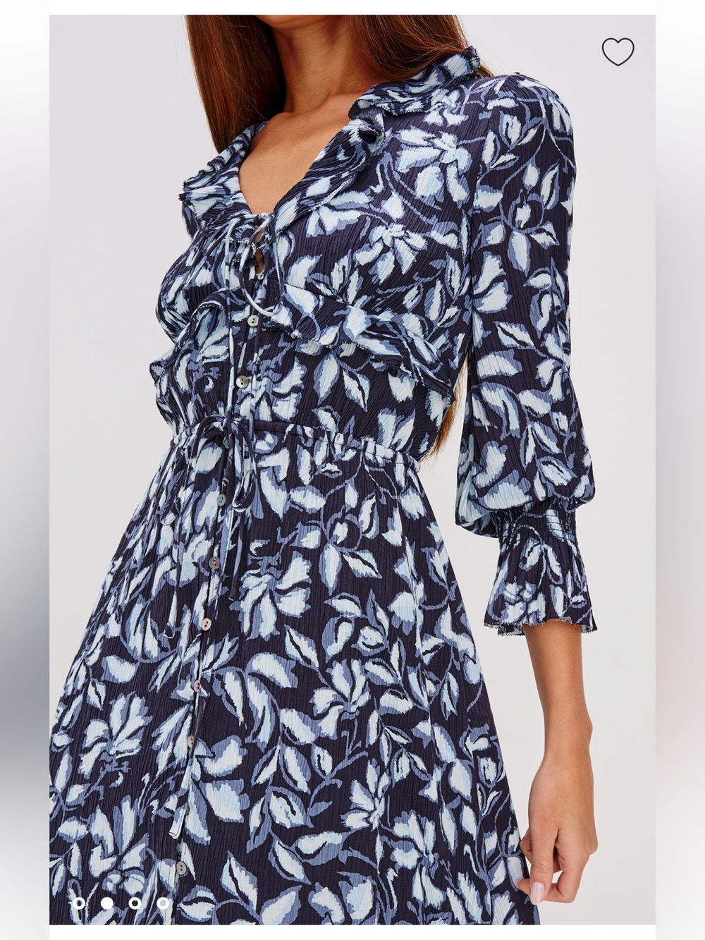Rails Betty Dress in Navy Jasmine Size Small Floral Ruffle Long Sleeve Midi - Picture 2 of 11